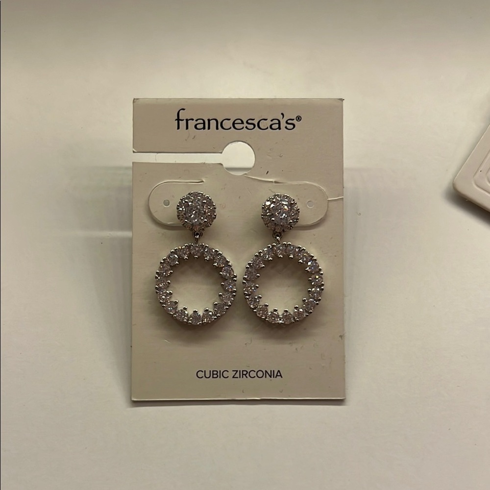 Francesca's Collections Silver Cubic Zirconia Hoop Earrings